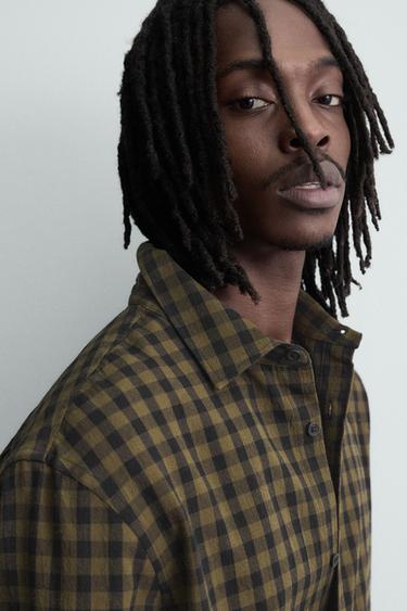 RELAXED FIT CHECK SHIRT - Dark brown by Zara - Image 4