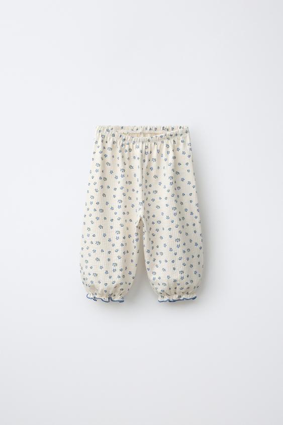 PANTALÓN TEXTURA FLORES - Crudo de Zara - Imagen 0
