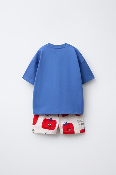 ENSEMBLE DE JOGGING T-SHIRT ET BERMUDA TOMATES - Bleu de Zara - Image 1