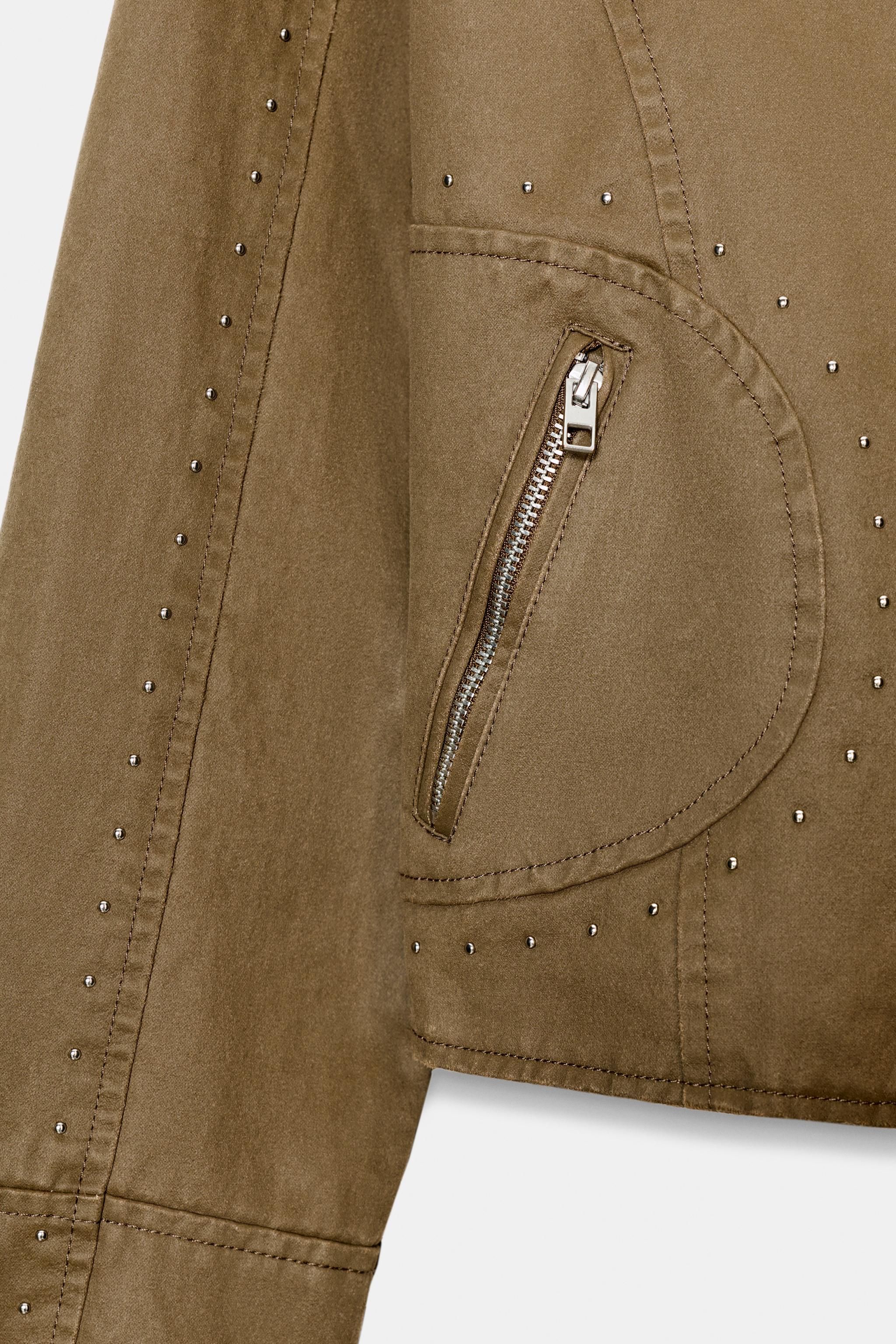 ZARA ウォッシュドエフェクトスタッズジャケット ZARA】ウォッシュドエフェクトスタッズジャケット 最新作 (ZARA
