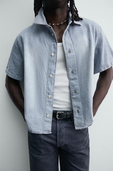 LIGHTWEIGHT BOXY FIT DENIM SHIRT - Light blue by Zara - Image 4