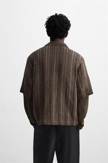 OPEN KNIT POLO SHIRT - Brown by Zara - Image 3