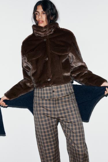 PANTALON BALLOON À CARREAUX - Gris / Marron clair de Zara - Image 3