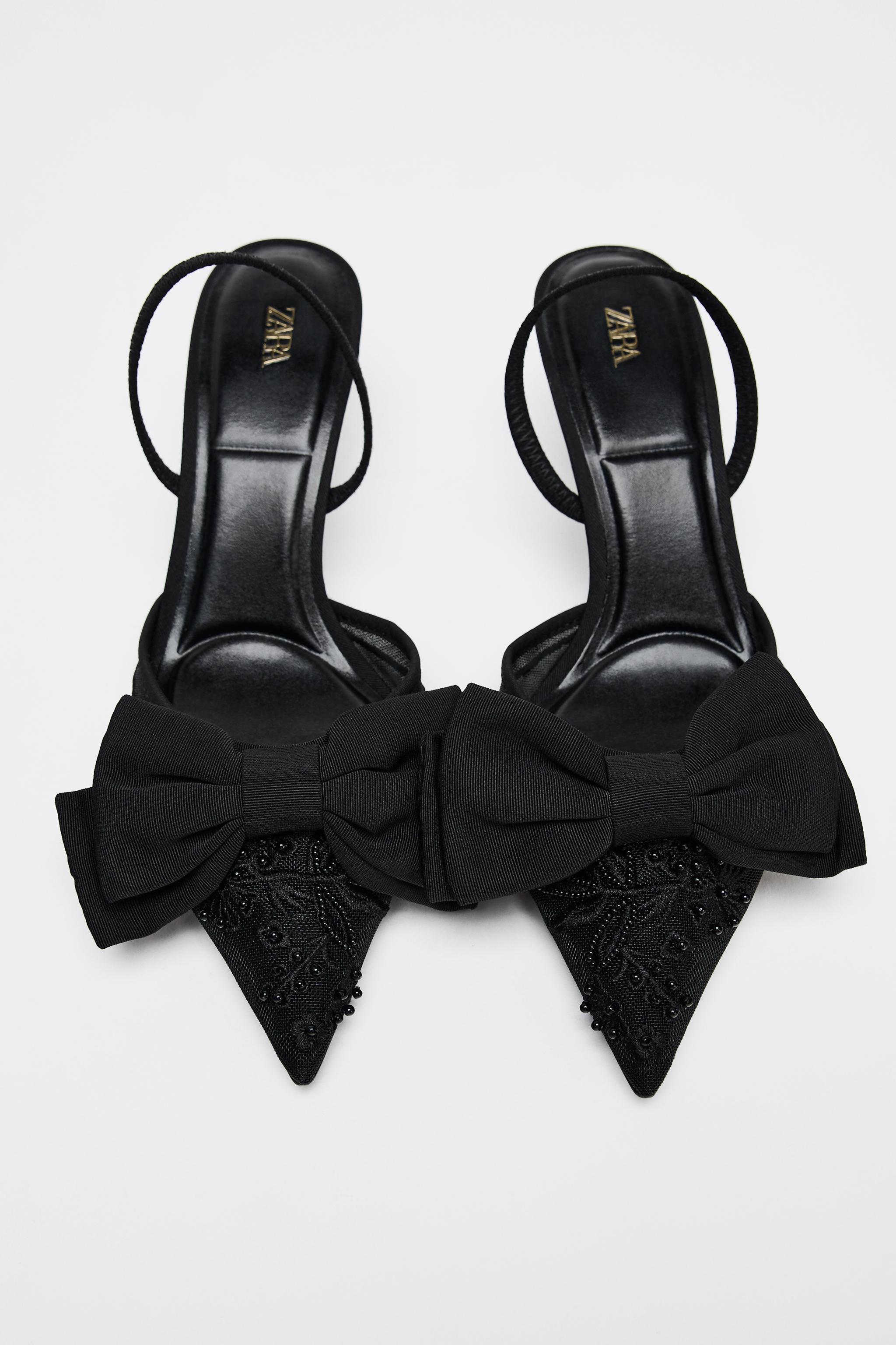 【ZARA】メッシュリボン スリングバックシューズ2248/510/800 メッシュリボン スリングバックシューズ - ブラック | ZARA