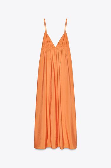 FLOWING STRAPPY MIDI DRESS - Tangerine by Zara