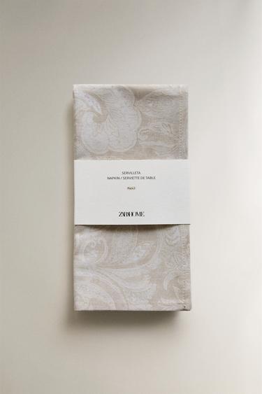 LOT DE SERVIETTES IMPRIMÉ PAISLEY (LOT DE 2) - Beige de Zara - Image 4
