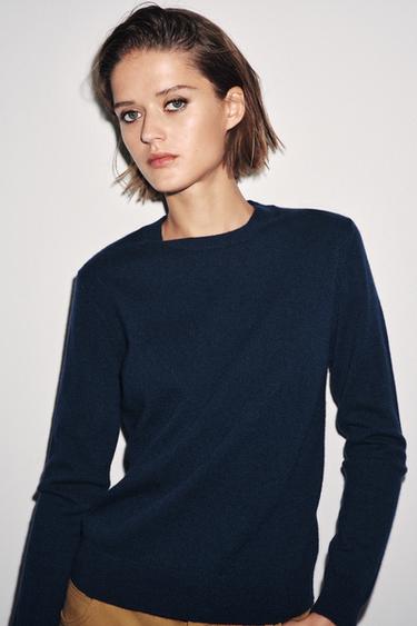 LONG SLEEVE 100% CASHMERE JUMPER - Ink blue by Zara
