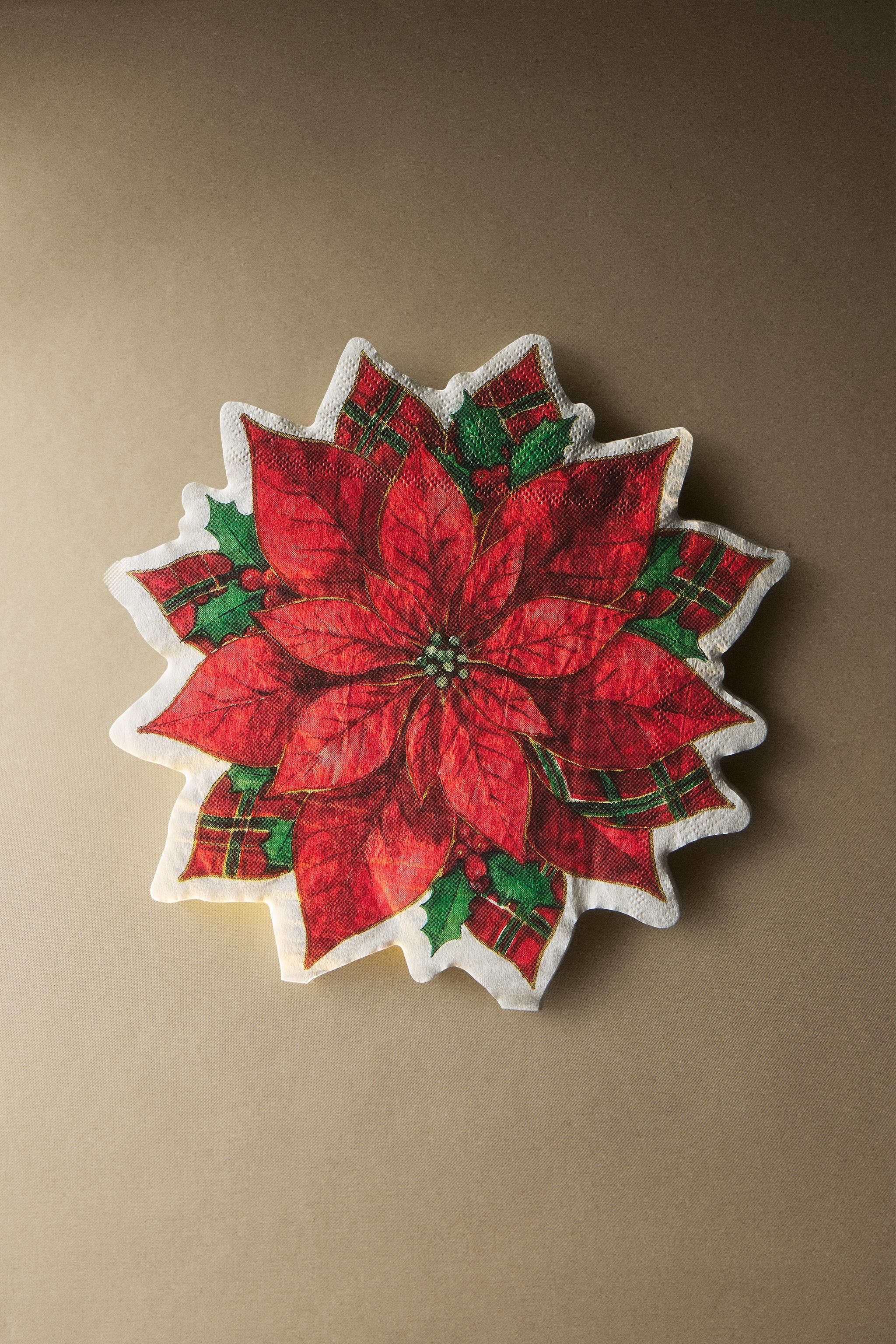 PACK SERVIETTES DE TABLE PAPIER FLEUR DE NOËL (LOT DE 20)