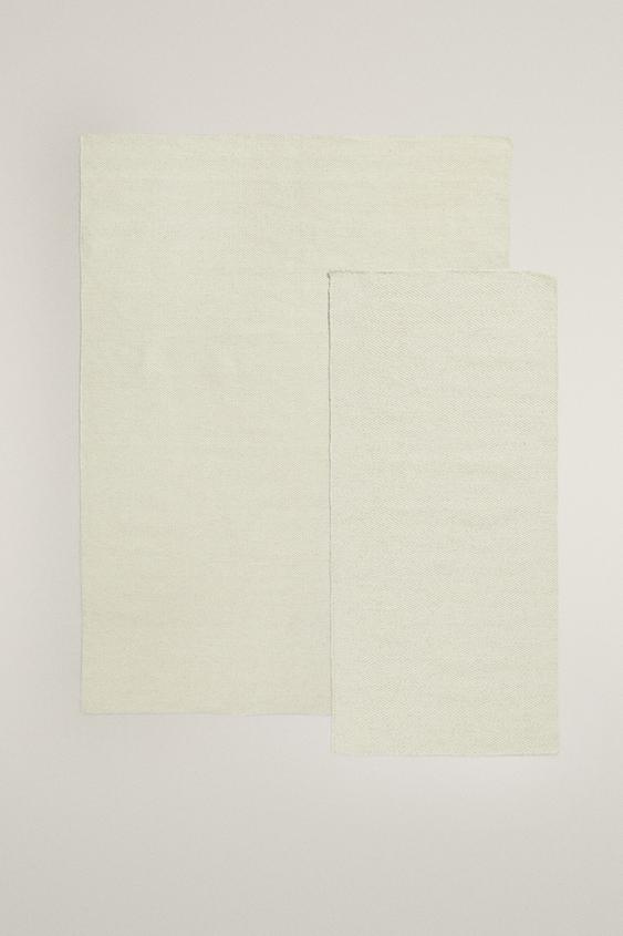 HERRINGBONE WOOL RUG - White by Zara - Image 0