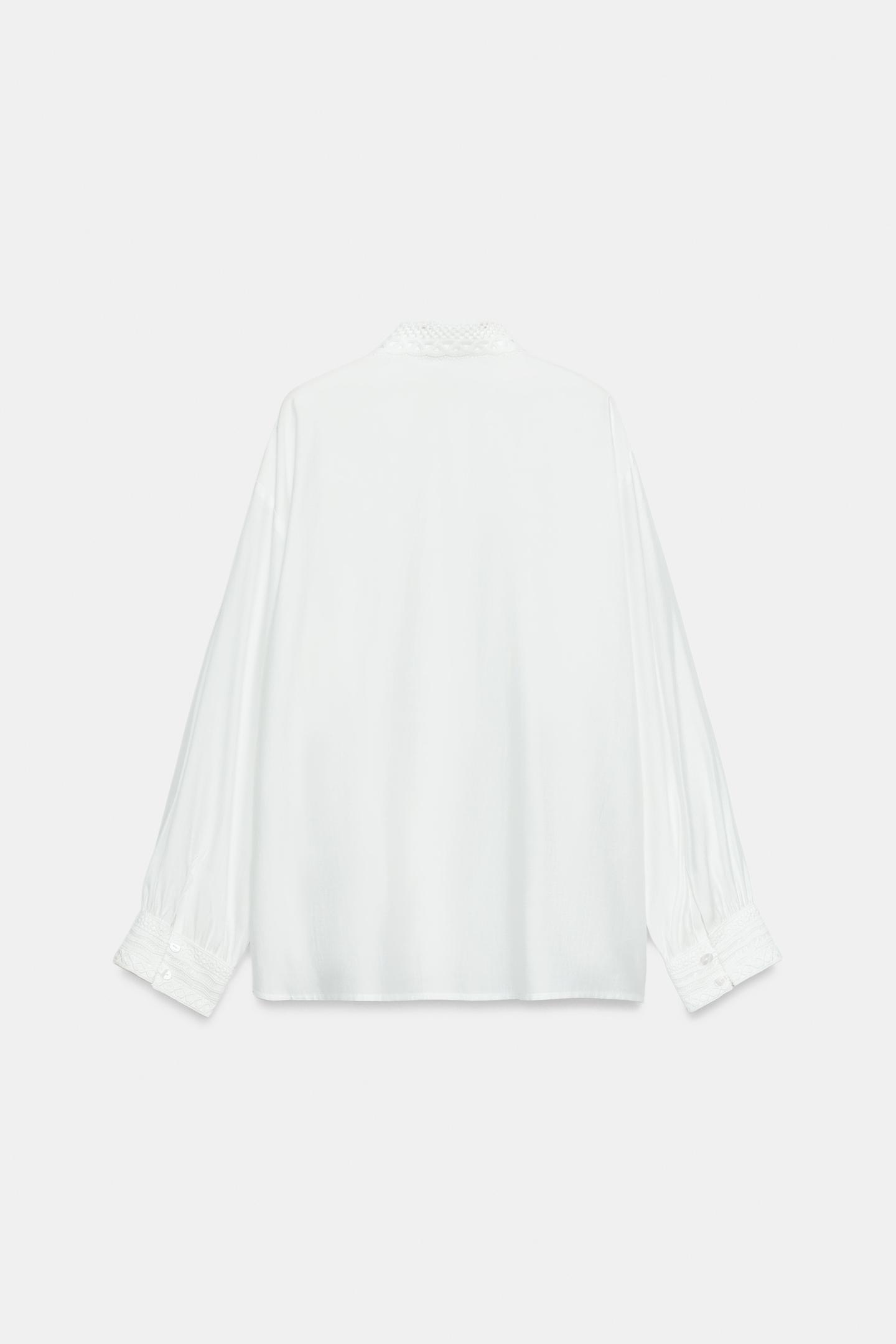Женская рубашка Zara Lace Collar, цвет: Белый — фото 8