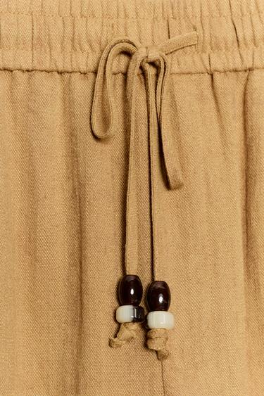 WIDE-LEG TROUSERS WITH DRAWSTRING - Mustard by Zara - Image 6