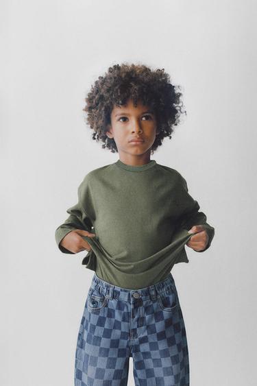 HEAVYWEIGHT EMBROIDERED T-SHIRT - Dark green by Zara