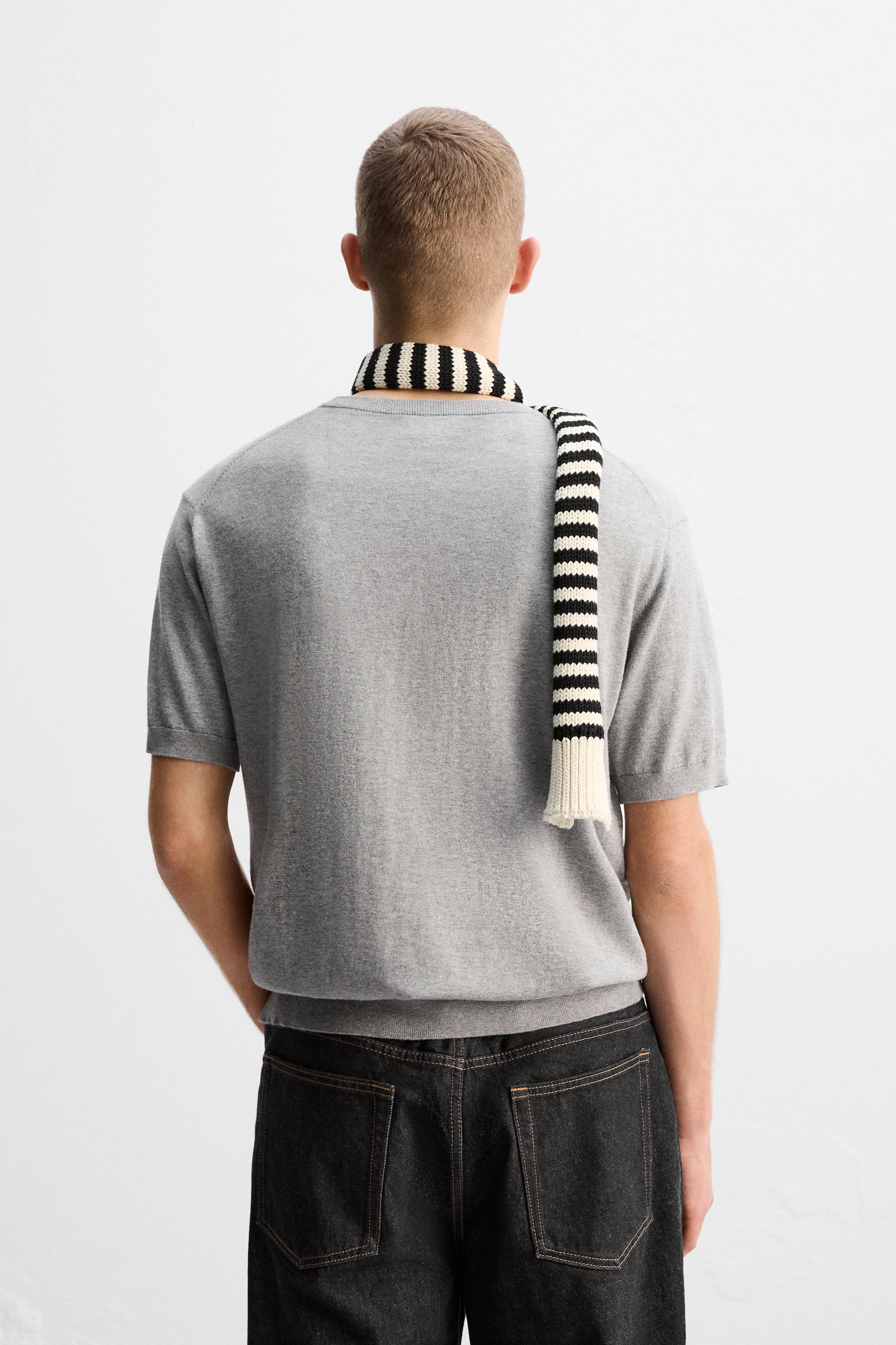 LIMITED EDITION COTTON BLEND KNIT T-SHIRT - Gray marl | ZARA