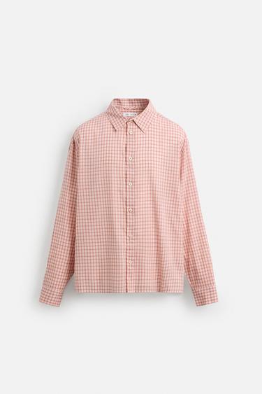 TERNET SKJORTE I BOMULD - VISKOSE - rosa fra Zara
