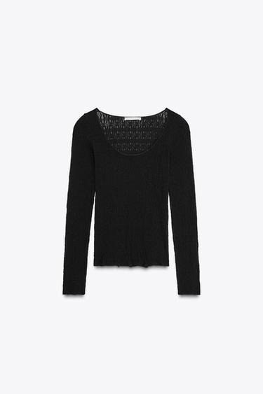 TOP SEAMLES ENCAJE - Negro de Zara - Imagen 0