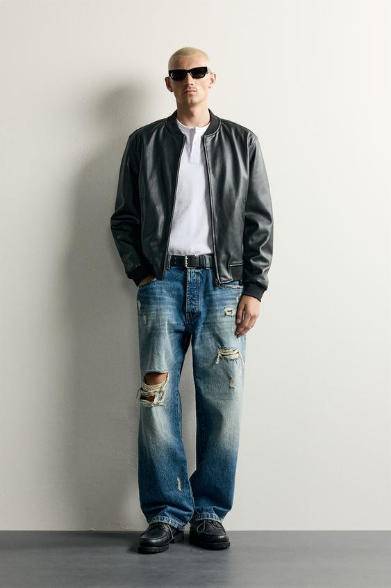 LEATHER EFFECT BOMBER JACKET - Black by Zara - Image 0