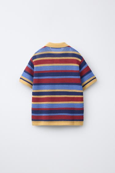 POLO EN MAILLE CROCHET À RAYURES - Multicolore de Zara - Image 1