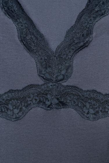TOP BIMATIÈRE EN DENTELLE - Bleu marine de Zara - Image 5
