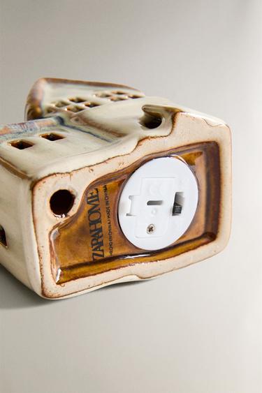 CHRISTMAS PORCELAIN HOUSE DECORATION WITH LIGHT - Brown by Zara - Image 3