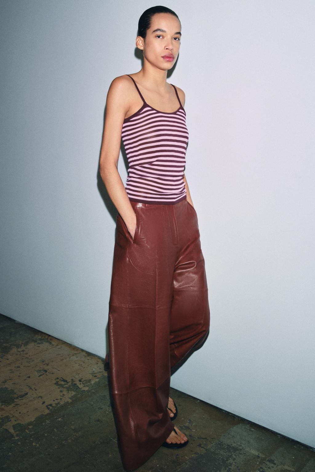 STRIPED KNIT STRAP TOP - image 2