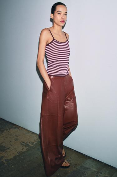 TOP PUNTO TIRANTES RAYAS - Rosa medio de Zara - Imagen 0