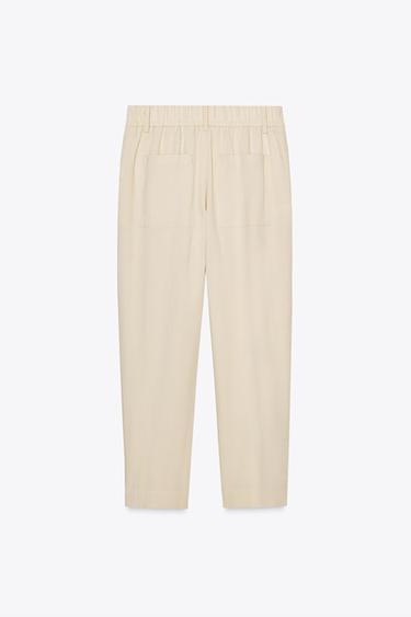 DARTED TROUSERS WITH ELASTIC WAIST - Sand by Zara - Image 5
