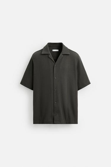 TEXTURED JACQUARD SHIRT - Anthracite grey by Zara