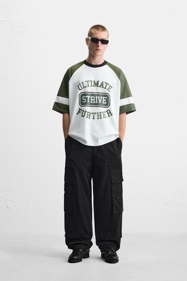 RETRO FOOTBALL T-SHIRT - ecru/khaki by Zara - Image 0