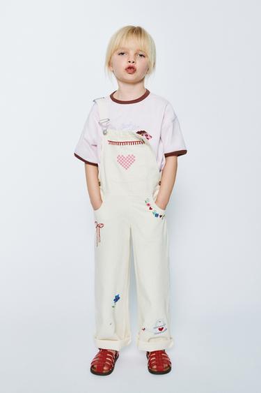 LONG TWILL DUNGAREES WITH SISSEL EDELBO X ZARA KIDS EMBROIDERY - Ecru by Zara