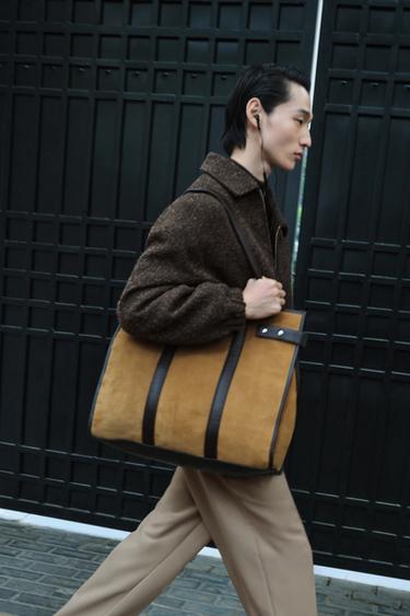 LEATHER TOTE BAG - Caramel Brown by Zara