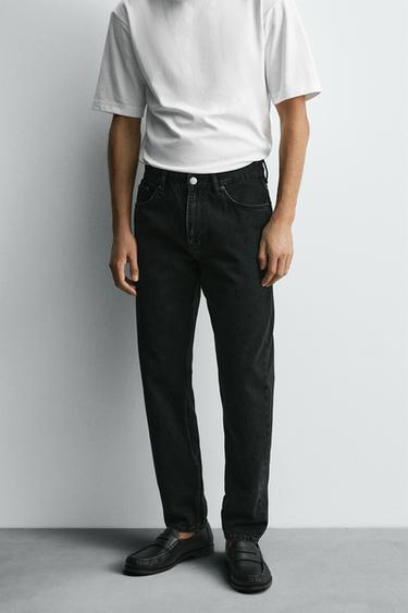 SLIM FIT TAPERED JEANS - Black by Zara