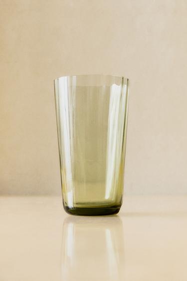 Zara GLASS SOFT DRINK TUMBLER WITH LINE DESIGN - Green