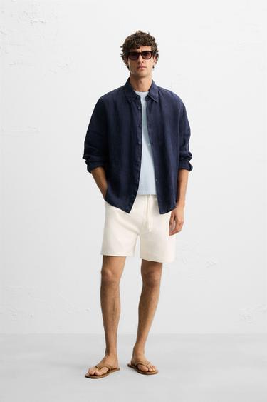 TEXTURE JOGGER BERMUDA SHORTS - Oyster-white by Zara