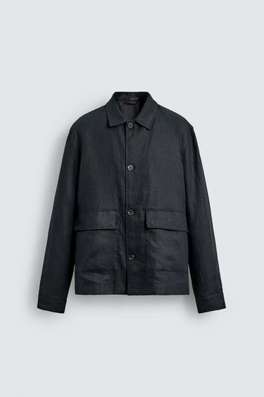 100% LINEN OVERSHIRT - Navy blue by Zara