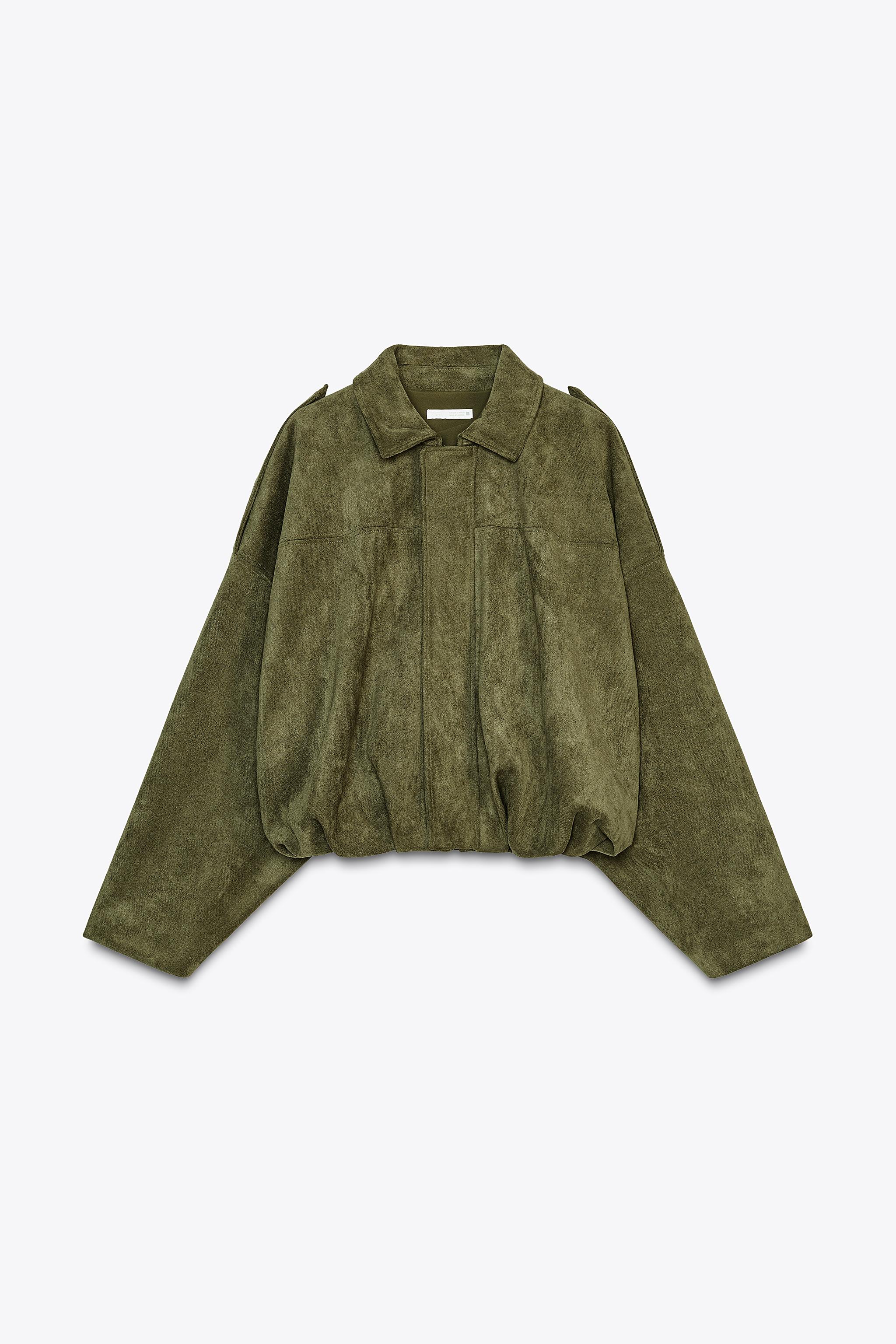 FAUX SUEDE BOMBER JACKET - Mid khaki | ZARA United States