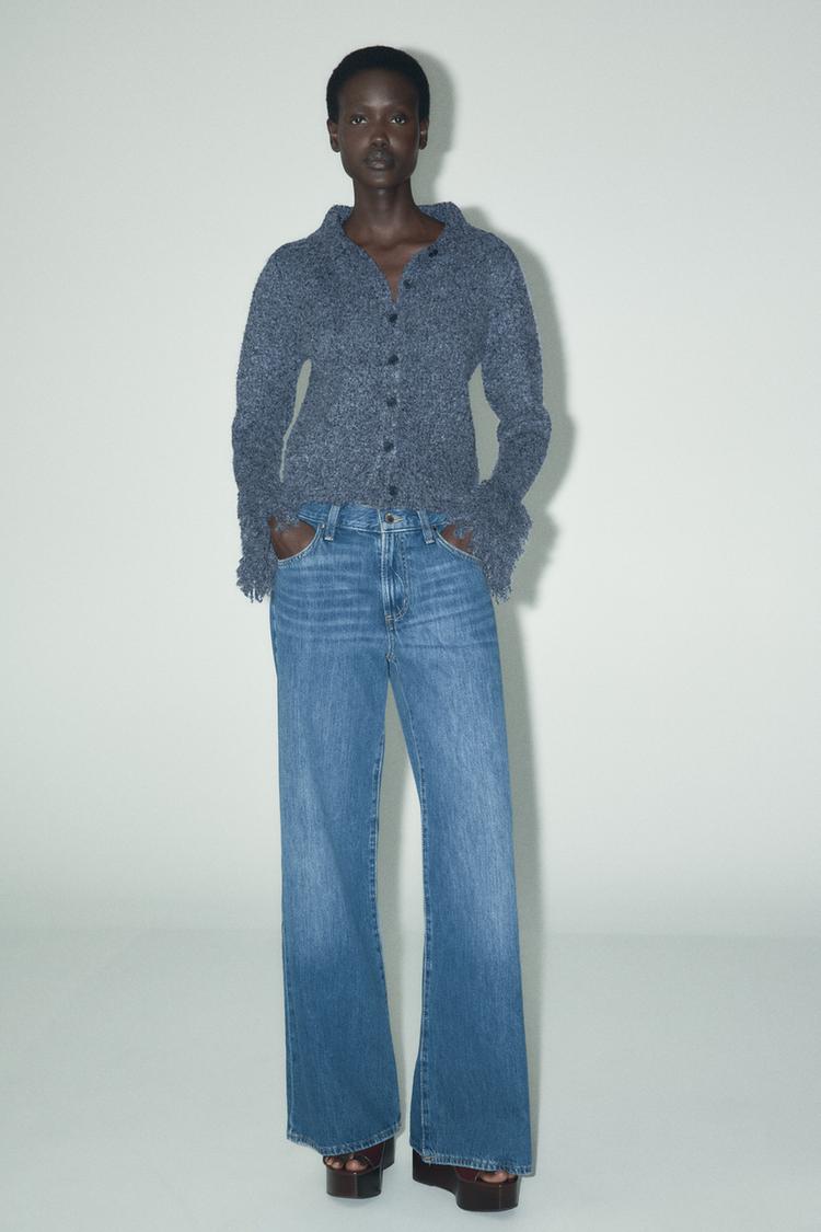 CHAQUETA PUNTO MANGAS FLECOS Azul vigoré ZARA Chile