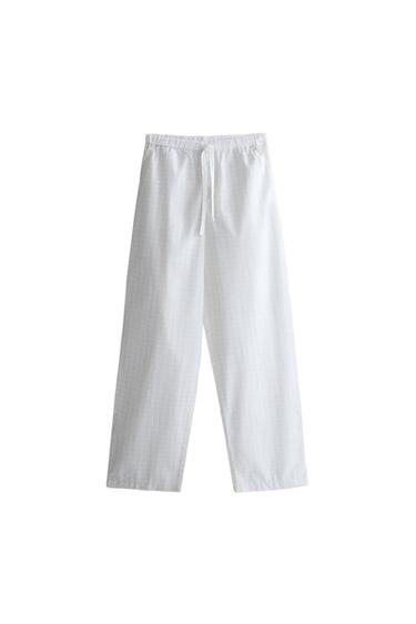 Zara CHECK TROUSERS - 磨白色