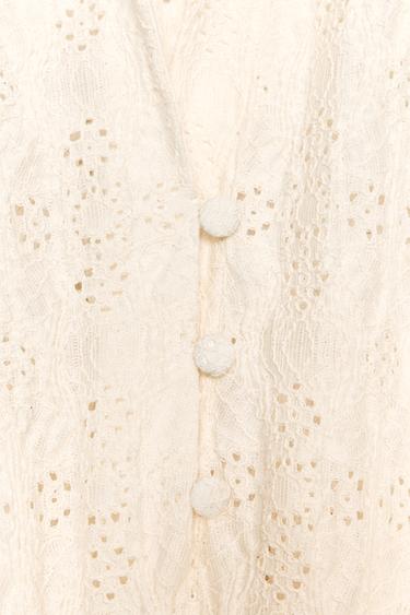 EMBROIDERED BELTED DRESS - Ecru by Zara - Image 5