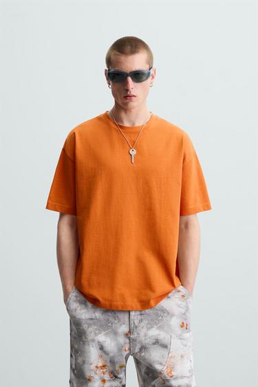 BASIC HEAVY WEIGHT T-SHIRT - Orange by Zara