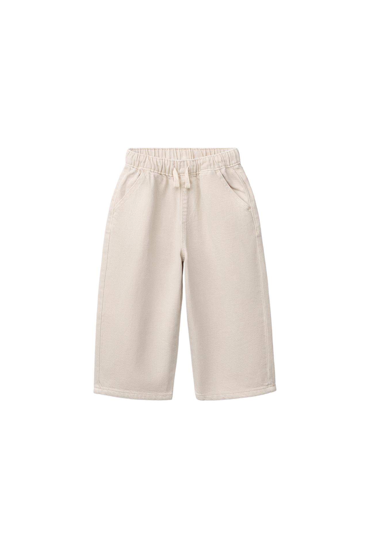LOOSE TWILL TIE-WAIST PANTS — Light beige