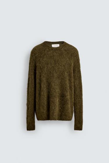 SWEATER DE MISTURA DE FIBRA DE ALPACA - Verde-azeitona da Zara