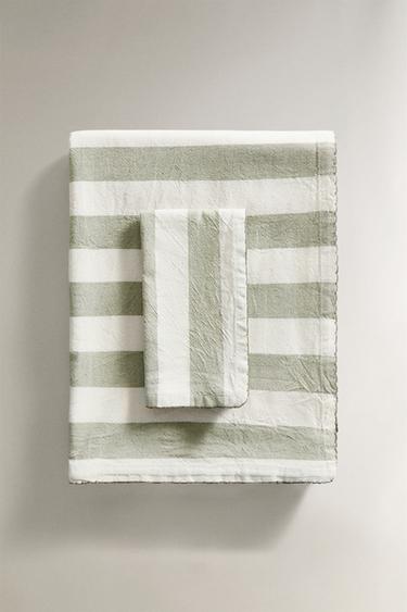 Zara DYED THREAD STRIPED TABLECLOTH - Bluish