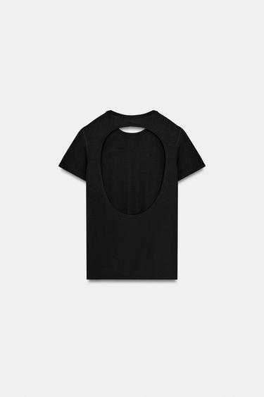 T-SHIRT OUVERTURE DOS - Noir de Zara - Image 3