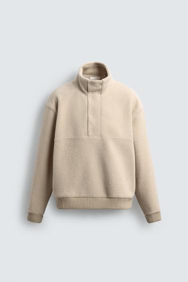 SUDADERA BORREGUILLO COMBINADO - Crudo de Zara