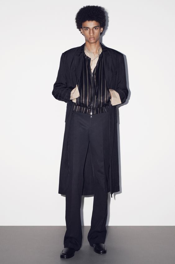 Zara RELAXED-FIT FLOWY COAT - Black - Image 0