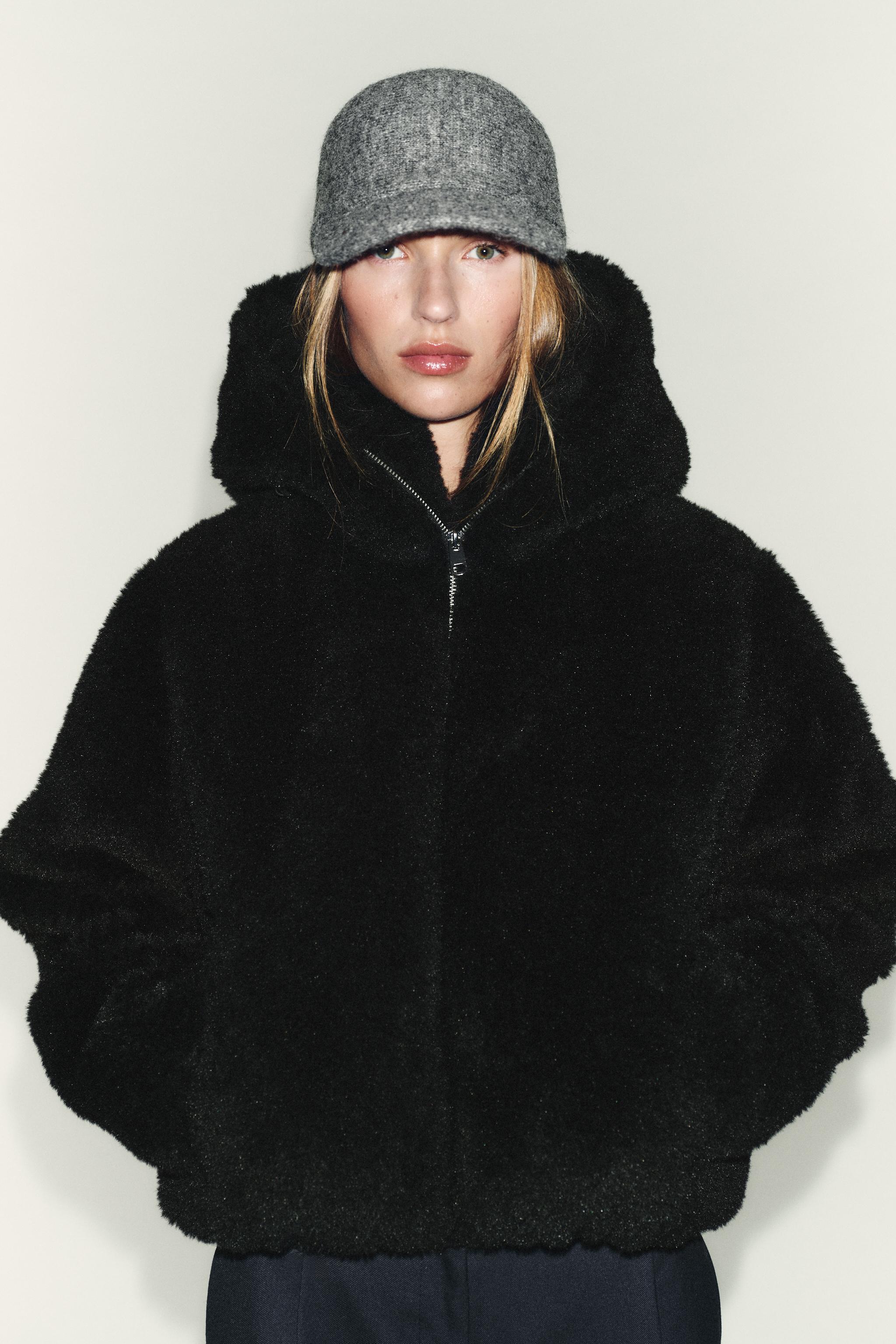 SHEARLING HOODED BOMBER JACKET WITH THERMAL INSULATION