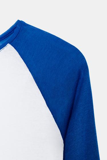 SUPIMA® LONG SLEEVE T-SHIRT - White / Navy by Zara - Image 4