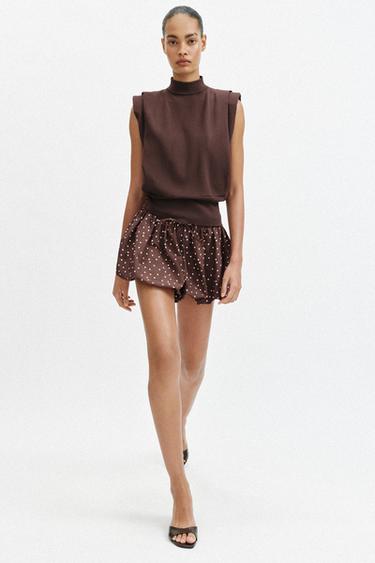 Zaras BYXKJOL MED BALLONG OCH PRICKAR - Brun