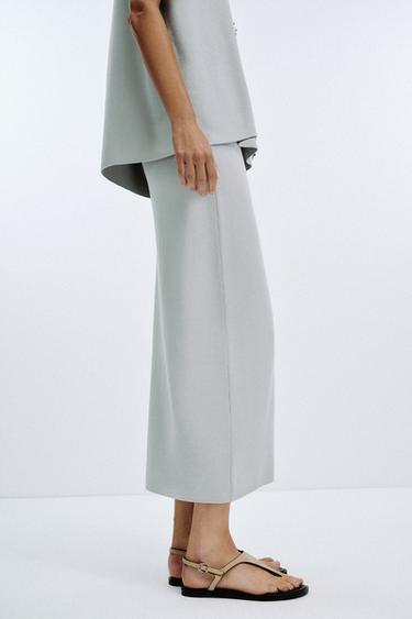 PLAIN KNIT MIDI SKIRT - Pearl grey by Zara - Image 7