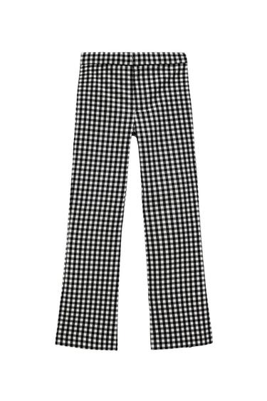 GINGHAM MINI FLARED TROUSERS